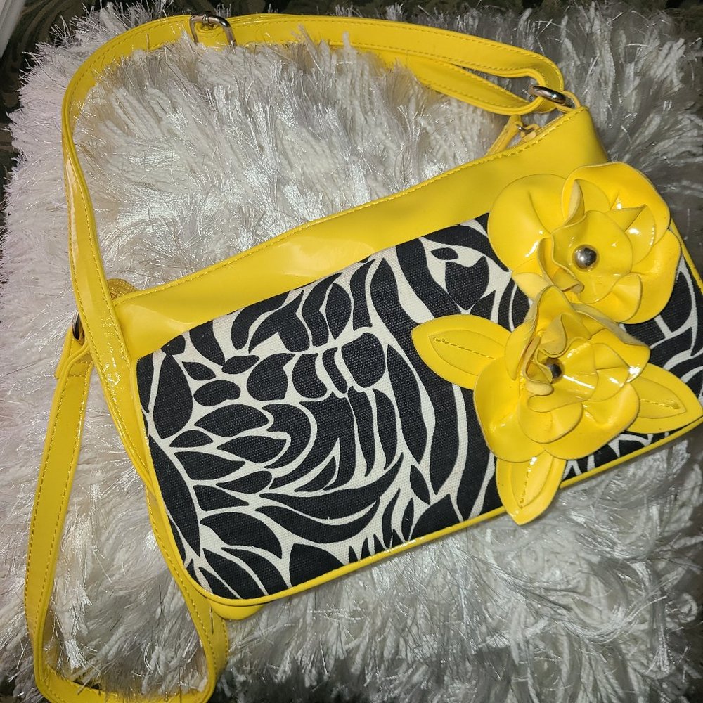 Yellow with Zebra Print Nicole Miller Purse